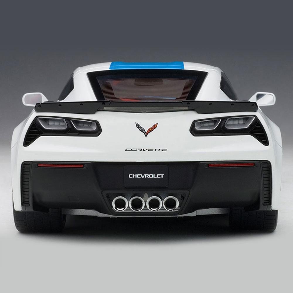 C7 Corvette Grand Sport - Arctic White w/Blue Stripe, Red Fender : Die Cast 1:18