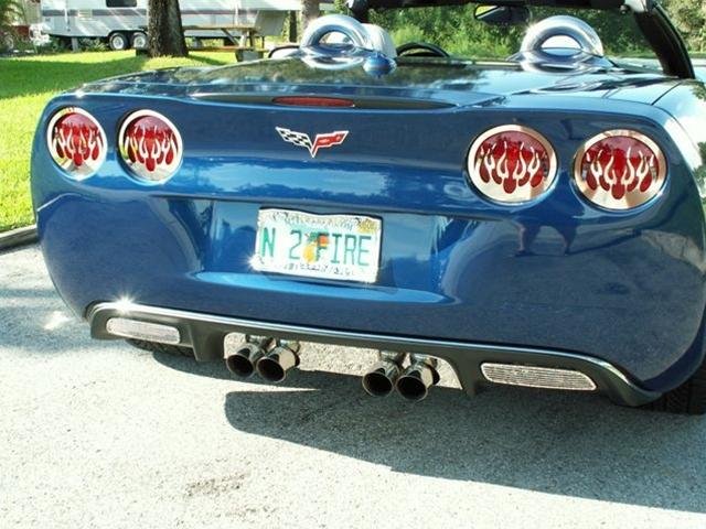 Corvette Taillight Grilles with Flames - Polished Stainless Steel 4 Pc. : 2005-2013 C6,Z06,ZR1,Grand Sport