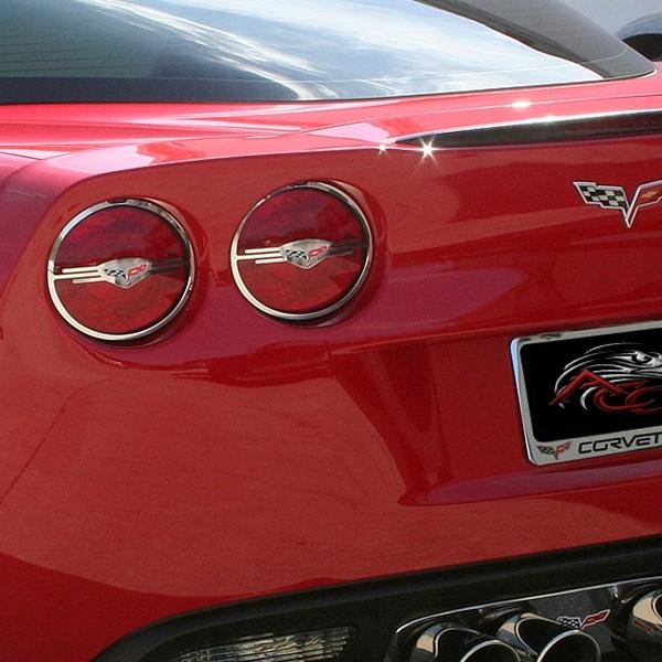 Corvette - Taillight Trim Rings - Executive Style - Stainless Steel Polished 4 Pc. Set : 2005-2013 C6, Z06, ZR1, Grand Sport