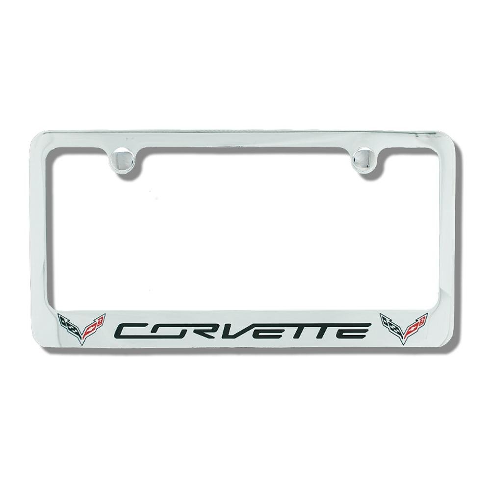C7 Corvette Stingray Chrome License Plate Frame w/Double Logo