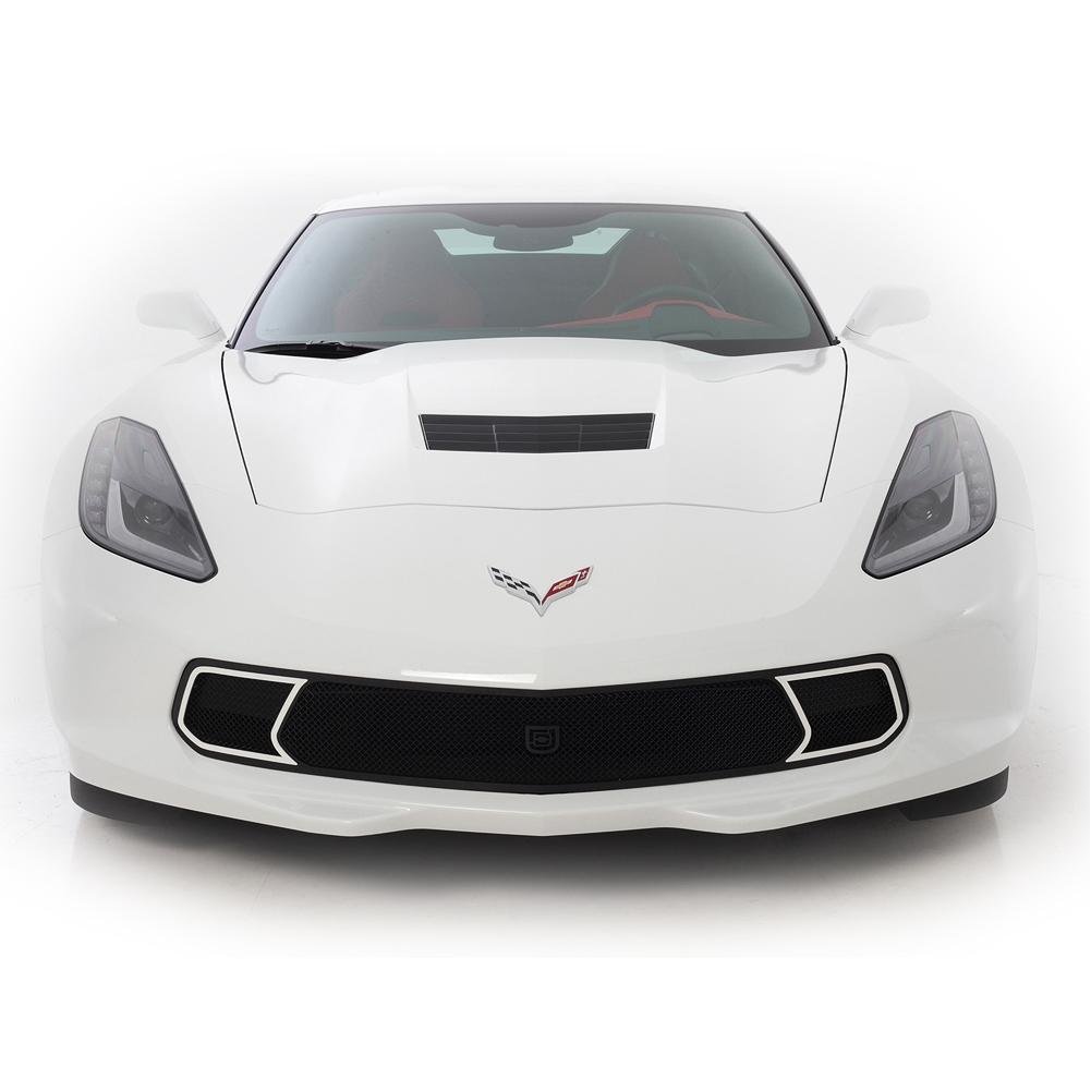 Corvette Front Grille - GT Strada - Black w/Brushed Port Accent Trim : C7 Stingray, Z51