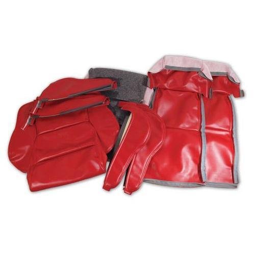 Corvette Leather Like Seat Covers. Red Sport No-Perforations: 1986-1988