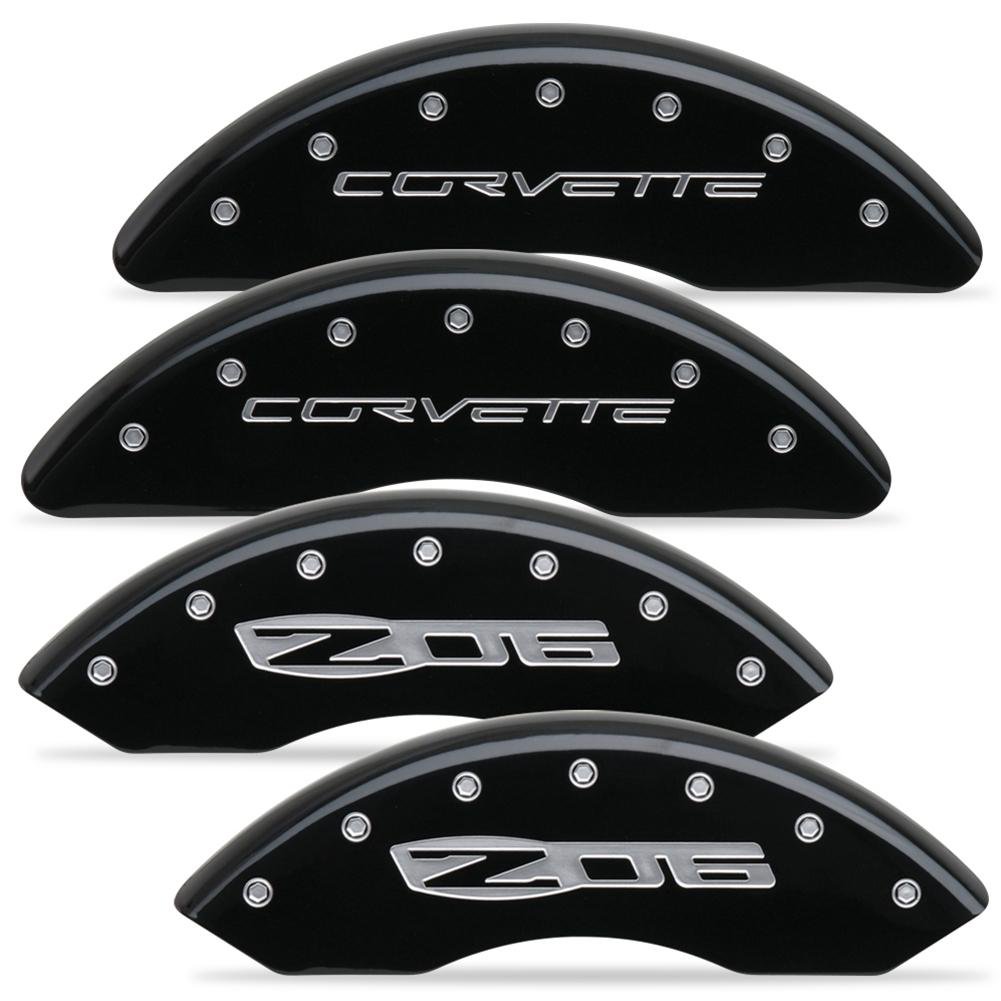 Corvette Brake Caliper Cover Set (4) - Corvette/Z06 Logo Black or Red : 2006-2013 Z06