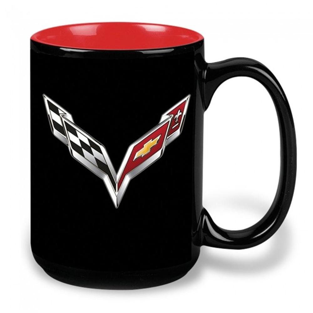 C7 Corvette Crossed Flags Coffee Mug - Black/Red : Stingray