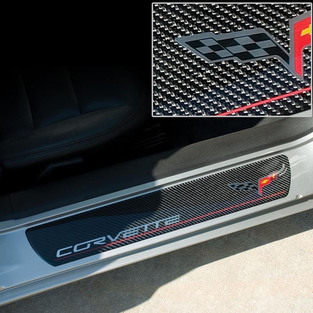 Corvette Door Sill Plates - Carbon Fiber with C6 Logo : 2005-2013 C6