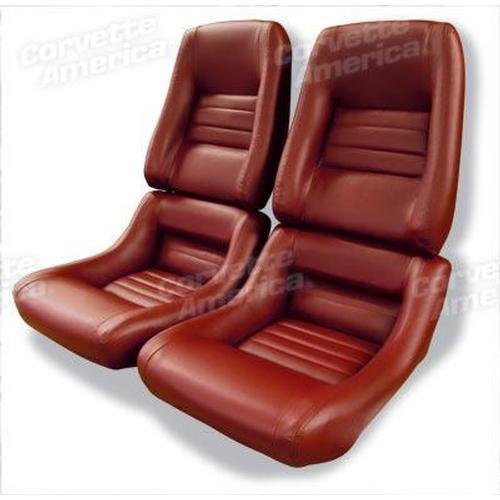 Corvette Mounted Leather Like Seat Covers. Red 4-Bolster: 1982