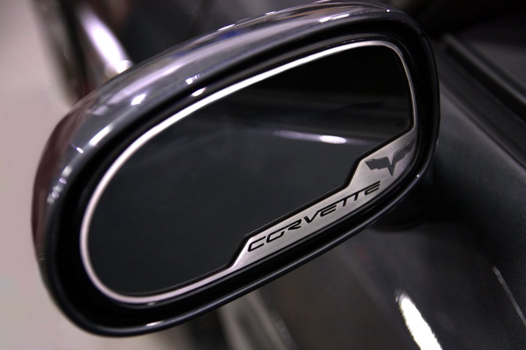 Corvette Sideview Mirror Trim Pair Stainless Steel (NO Auto Dim Rearview) : 2005-2013 C6, Z06, ZR1 & Grand Sport