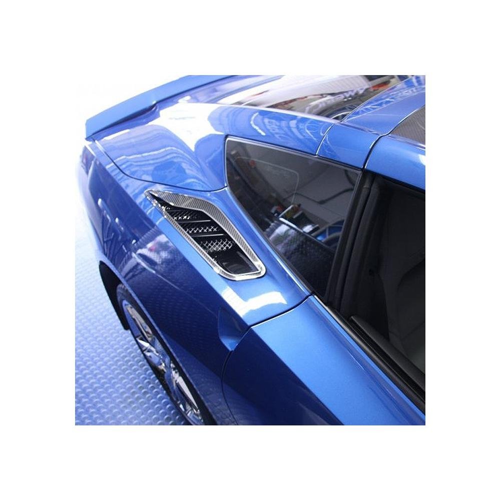 Corvette Rear Quarter Vent Grilles 2Pc Polished Laser Mesh : C7 Stingray, Z51