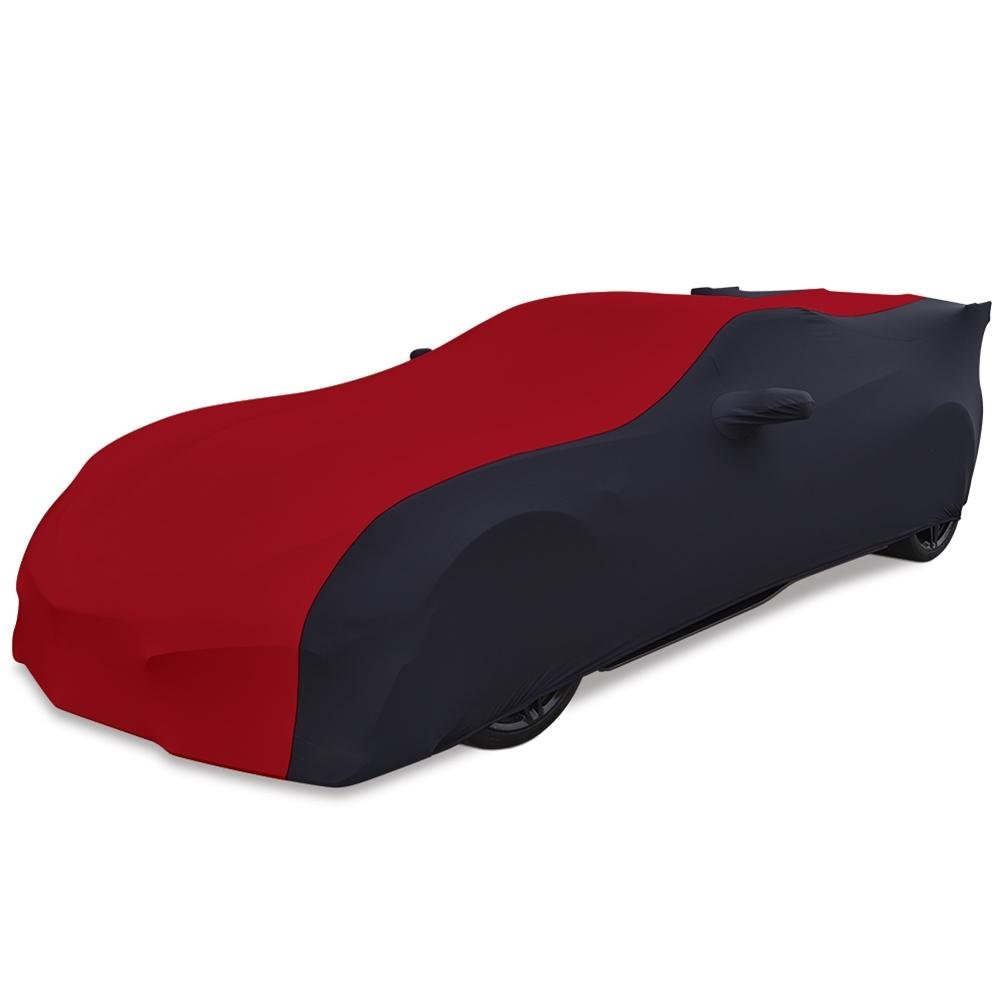 Corvette Ultraguard Stretch Satin Sport Car Cover - Dark Red/Black - Indoor : C7 Stingray, Z51, Z06, Grand Sport, ZR1
