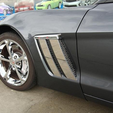 Corvette - Side Vent Grilles 6pc - Laser Mesh Stainless Steel : 2010-2012 C6 Grand Sport