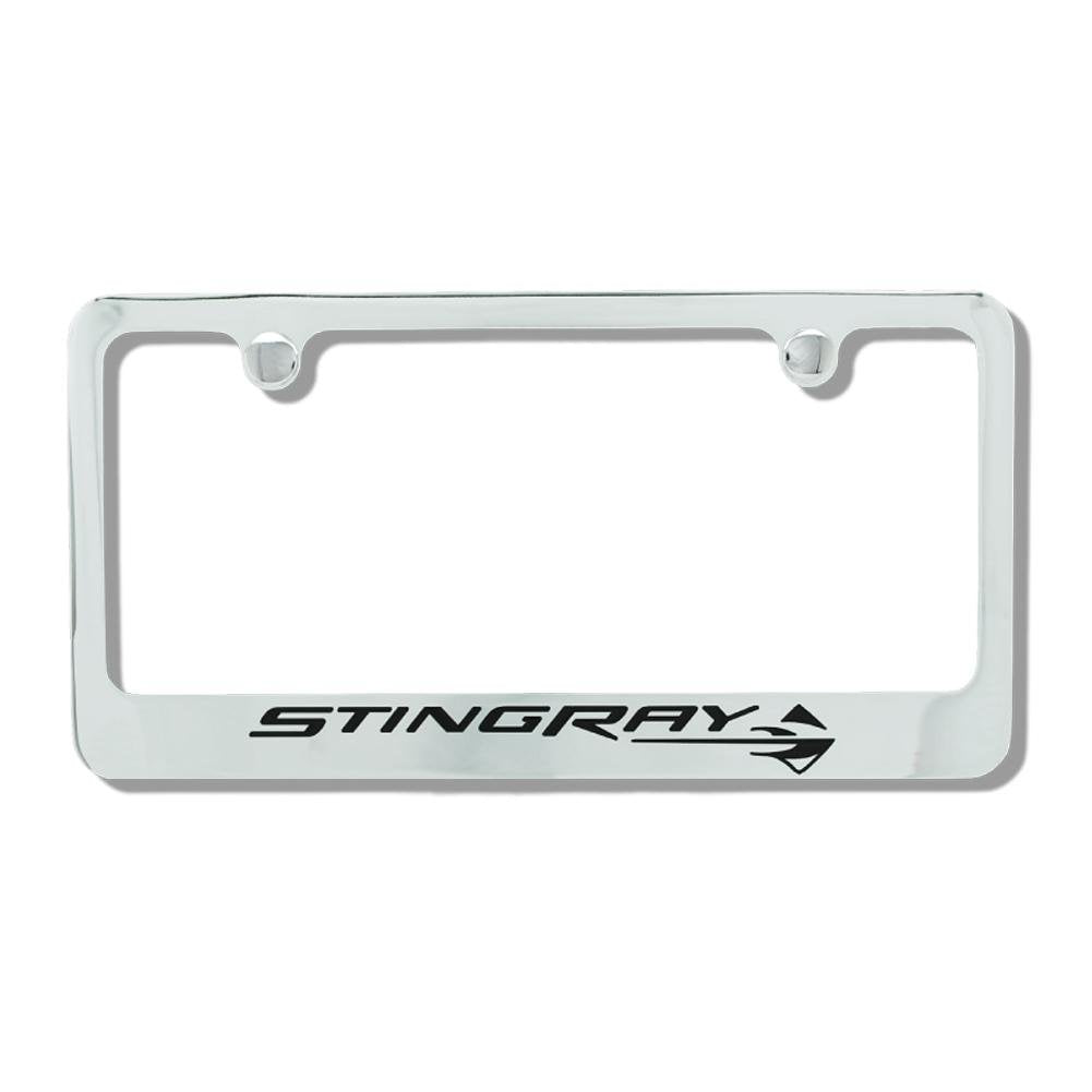 C7 Corvette Stingray Chrome License Plate Frame w/Stingray Script & Fish Logo
