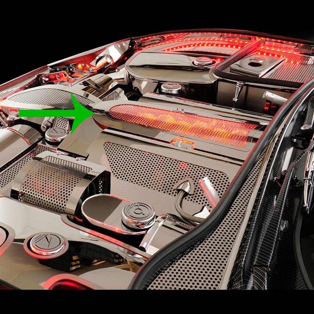 Corvette Plenum Cover Low Profile - Perforated Stainless Steel (Illuminated) : 1999-2004 C5 & Z06