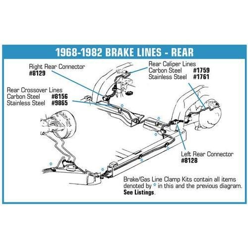 Corvette Brake Line. Master Cylinder To Rear Proportioning Valve W/O PB: 1974-1982