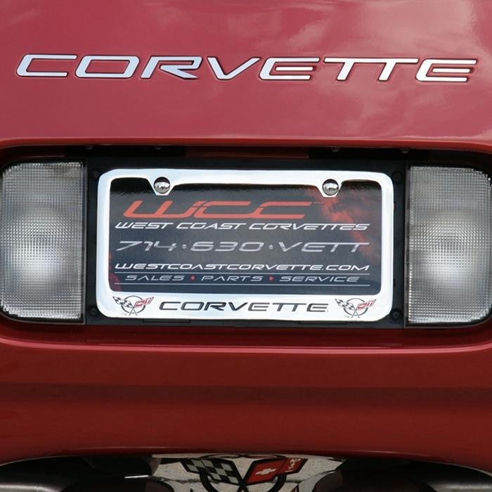 Corvette Chrome License Plate Frame w/Double Logo : C5 1997-2004