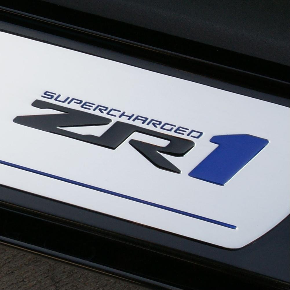 Corvette Door Sill Plates - Billet Chrome with ZR1 Logo : 2009-2013