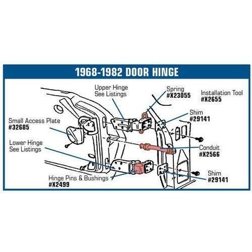 Corvette Door Hinge. Upper RH: 1968-1982
