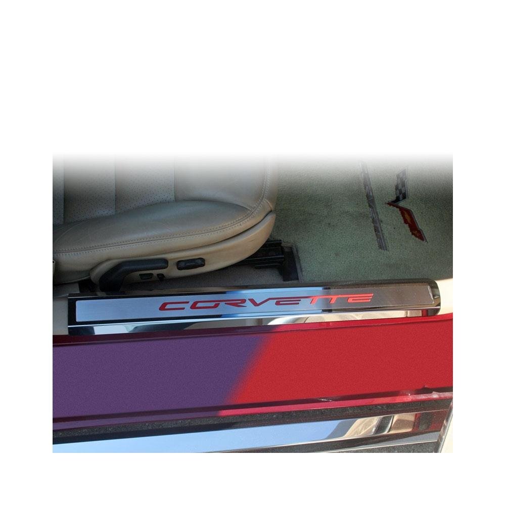 Corvette C6 Executive Series Door Sill - Polished/Brushed Inner - Colored Carbon Fiber Inlay : 2005-2013 C6