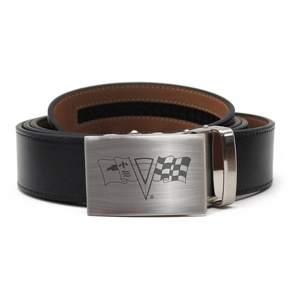 Corvette Leather Belt with Brushed Nickel Buckle : C2 Logo