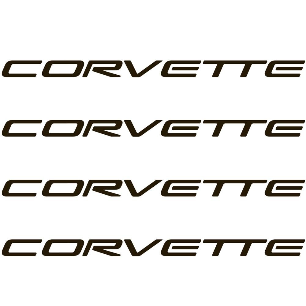 Corvette Decals 4" x .25" - Black - 4 Pc. Set : 1997-2004 C5