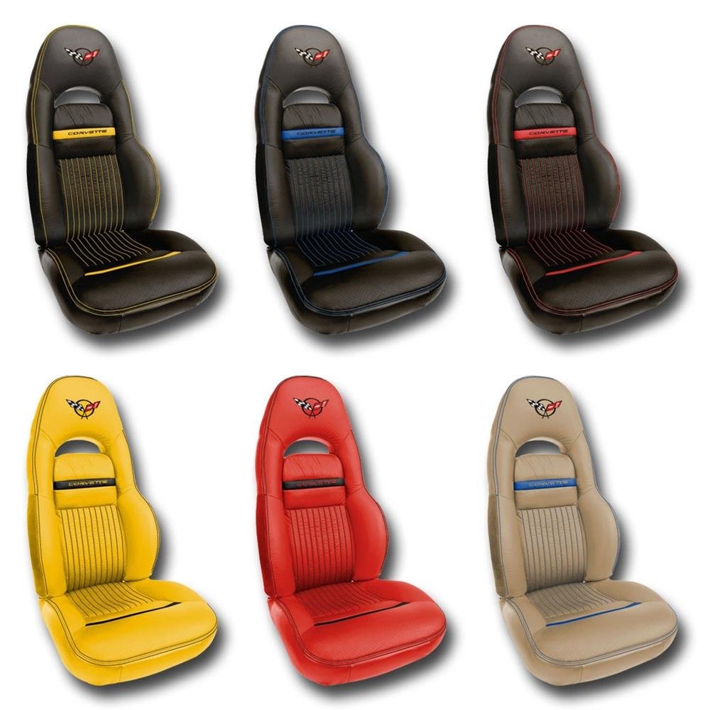 Corvette Seat Covers - Accented Custom Leather for Sport Seats : 1997-2004 C5 & Z06