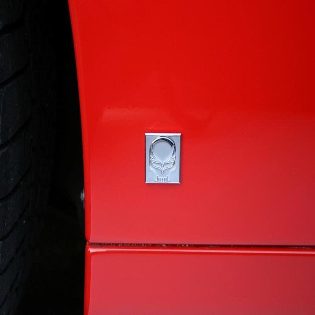 Corvette Speed Demon Skull Chiclet Badges - Billet Chrome : 2 Pc.