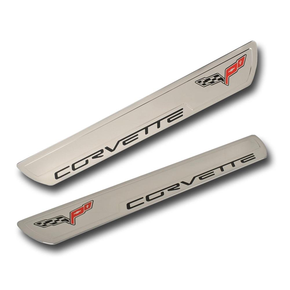 2005-2013 C6 Corvette Billet Door Sill Protector with C6 Logo