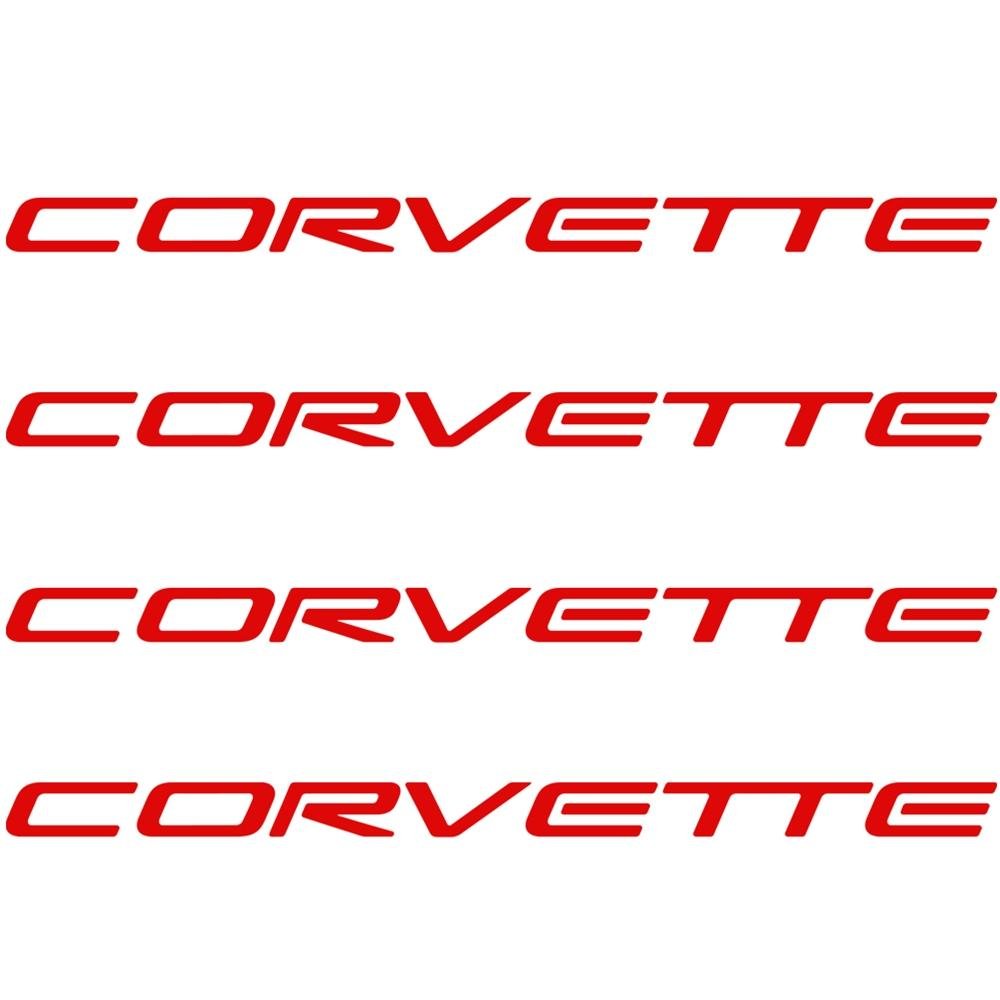Corvette Decals 4" x .25" - Red - 4 Pc. Set : 1997-2004 C5