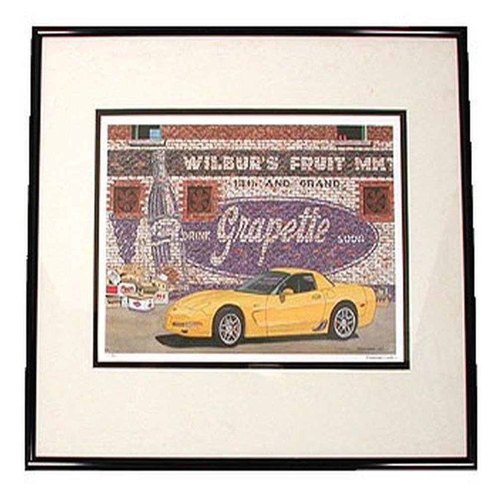 Dana Forrester Corvette Print "Wilburs Fruit Market" - 2001-2004 Yellow Z06 (FRAMED)