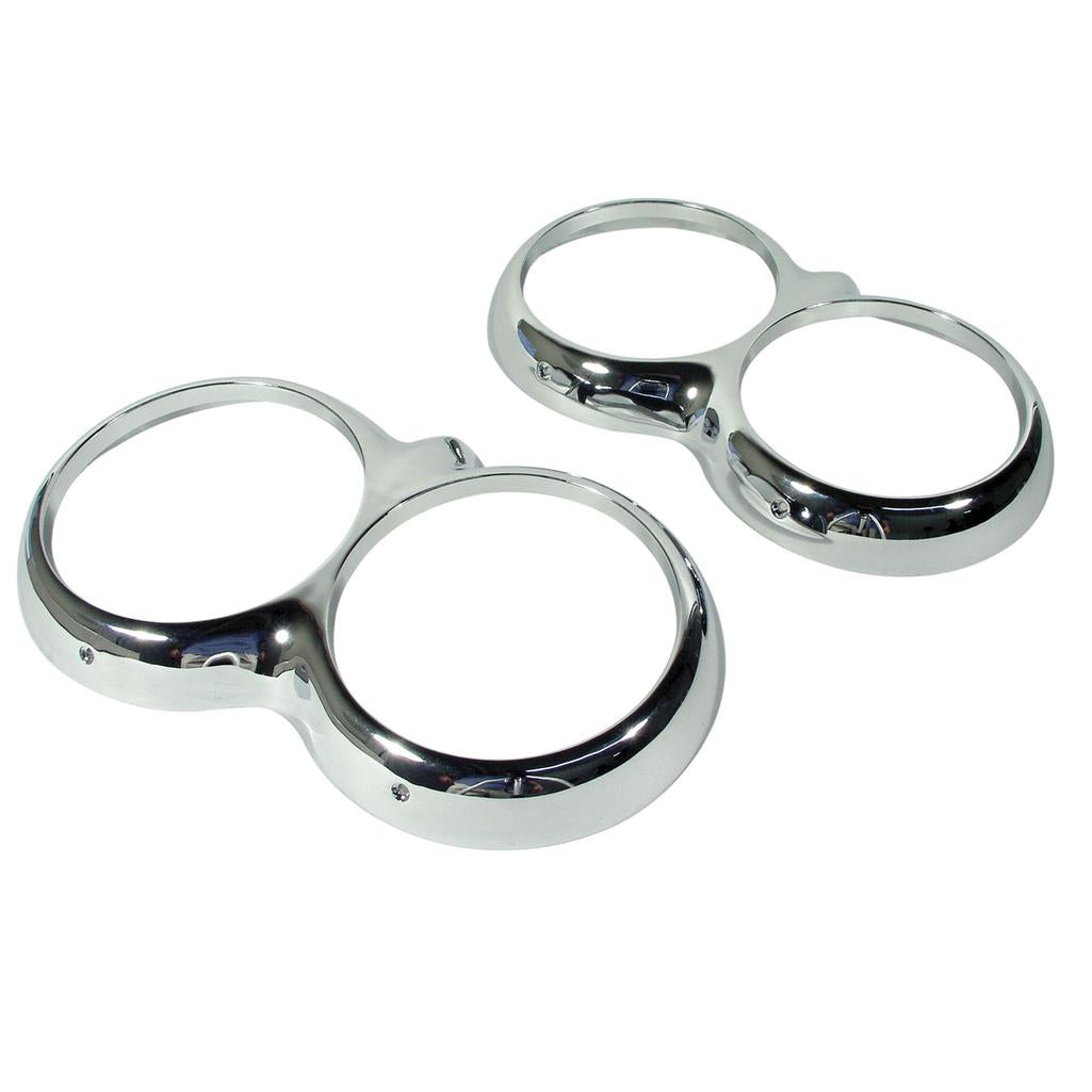 C1 1958-1960 Corvette Headlight Ring, Chromed - Pair