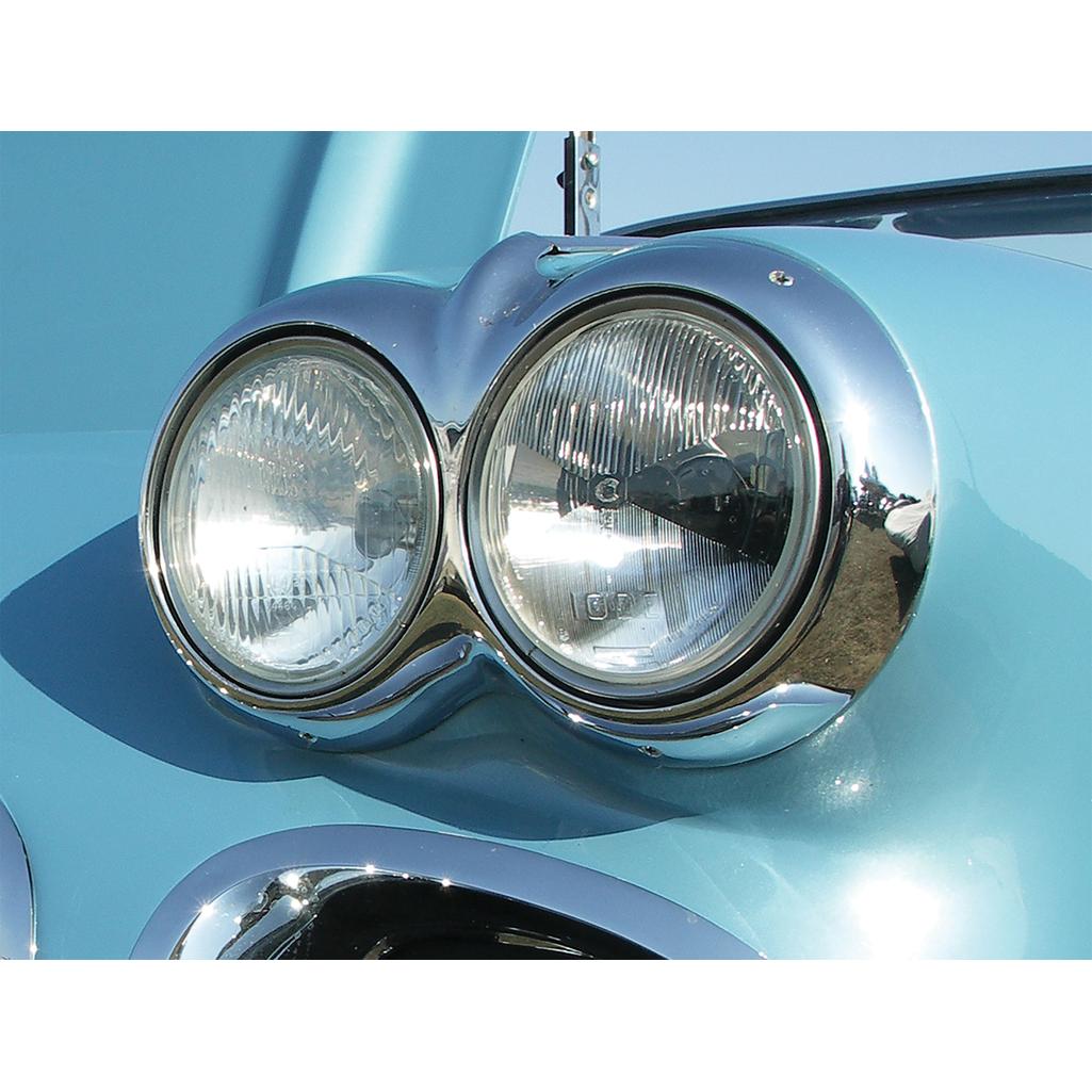 C1 1958-1960 Corvette Headlight Ring, Chromed - Pair