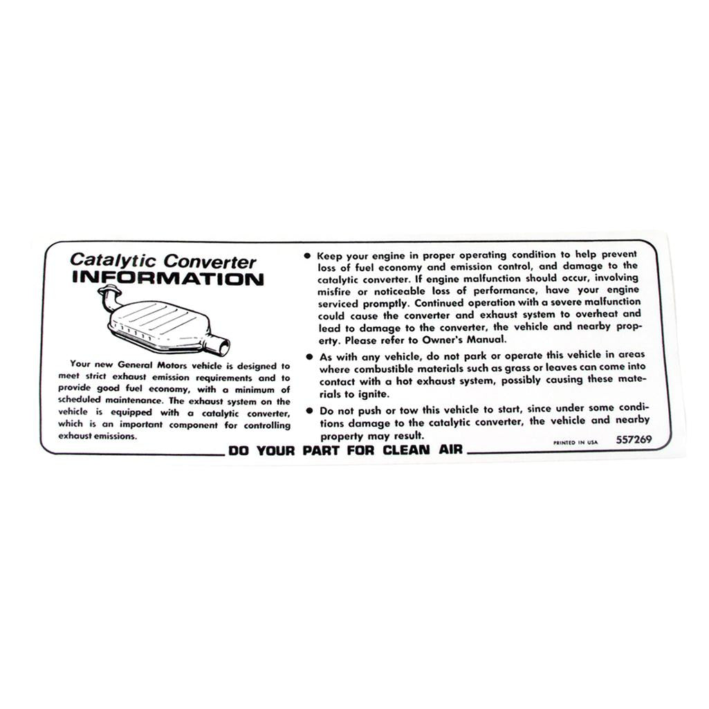 C3 1976-1978 Corvette Decal, Catalytic Converter