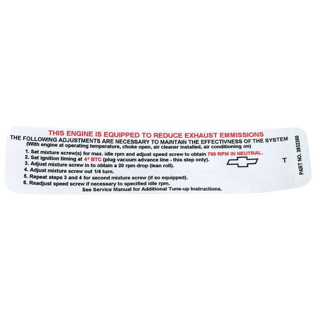 C3 1968 Corvette Label, Emission 300 Horsepower Manual