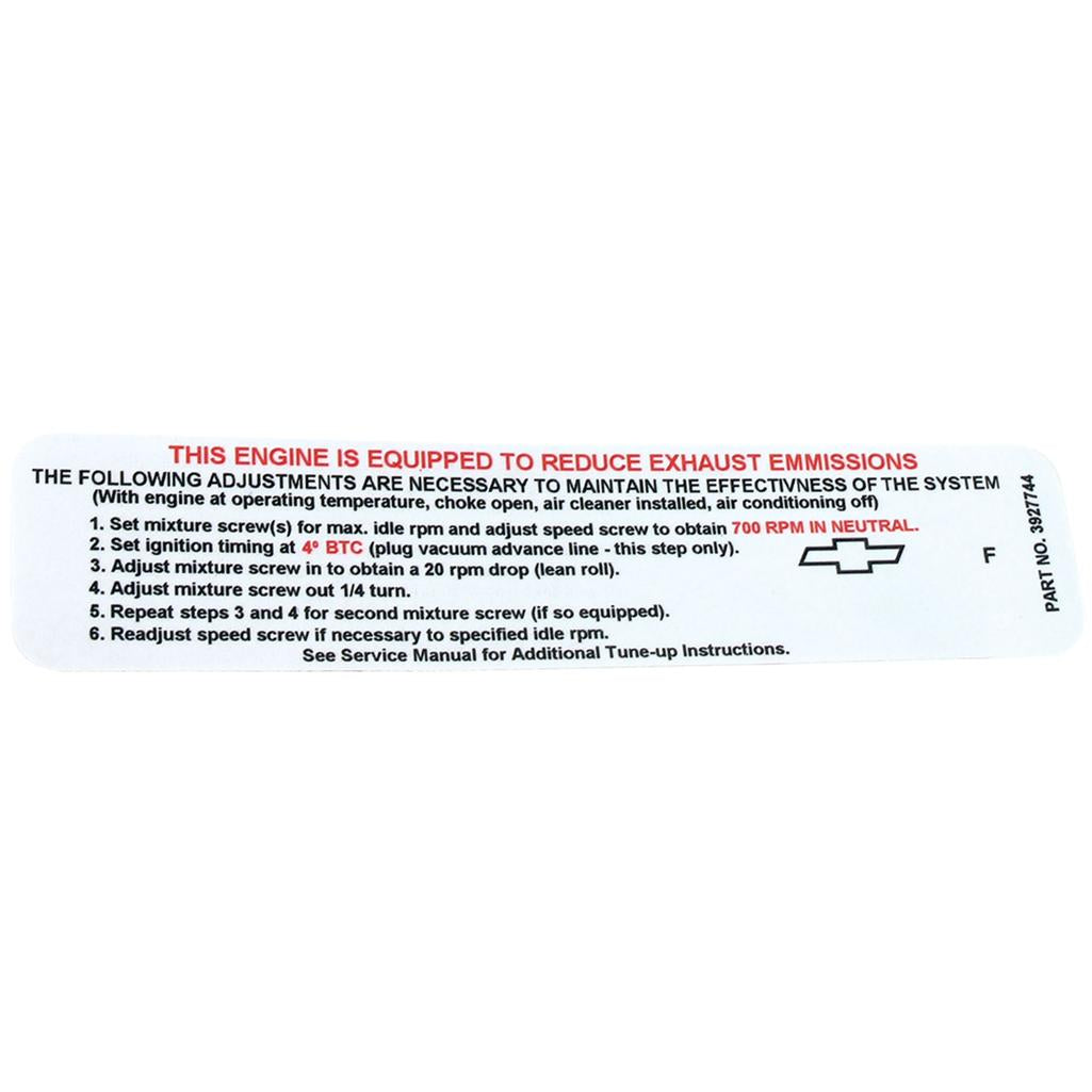 C3 1968 Corvette Label, Emission 390 Horsepower Manual