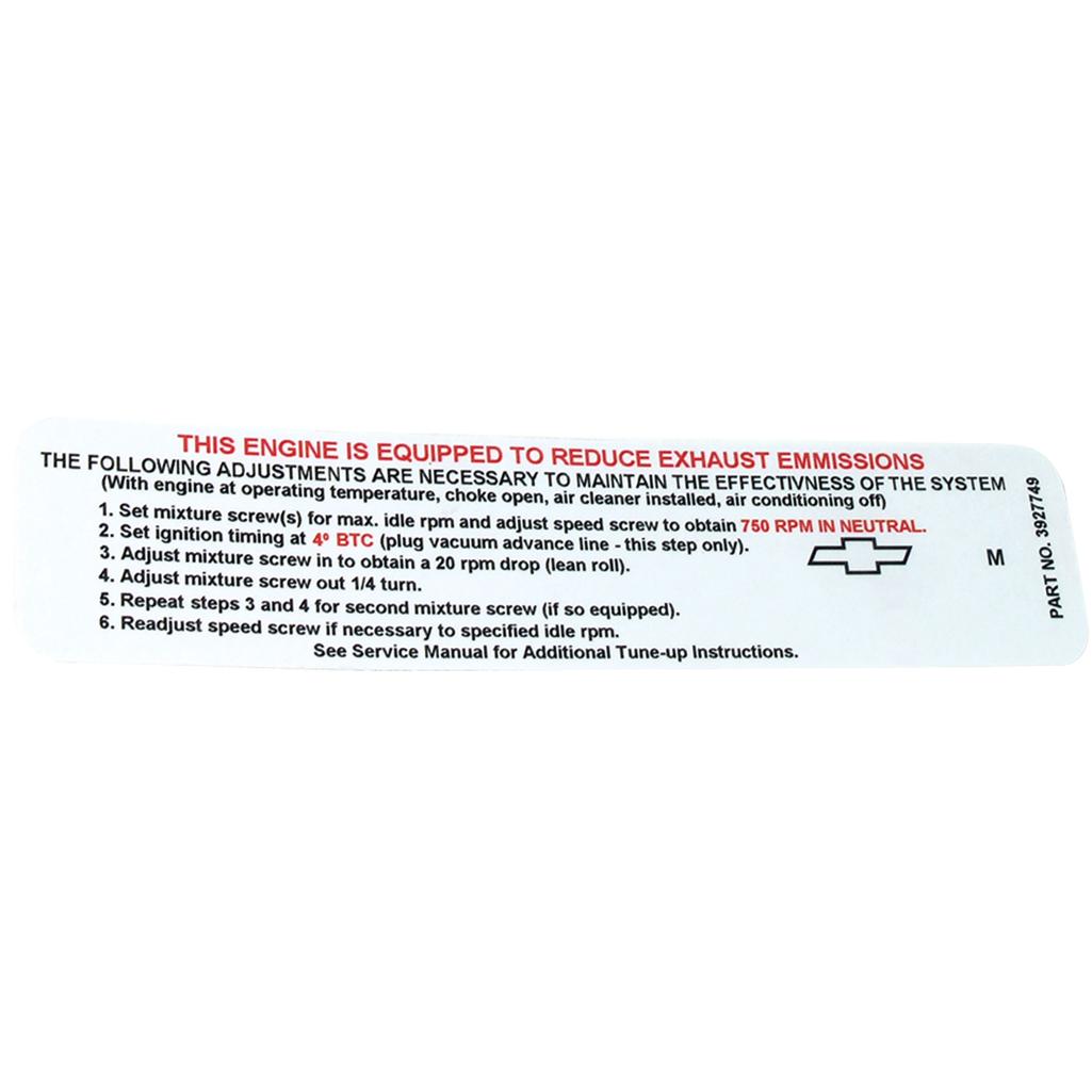 C3 1968 Corvette Label, Emission 400 & 435 Horsepower Manual