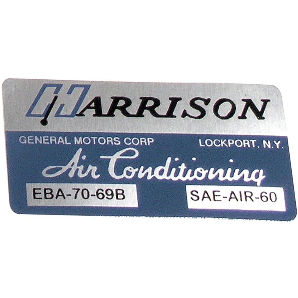 C3 1969 Corvette Decal, Air Conditioner Foil Plate