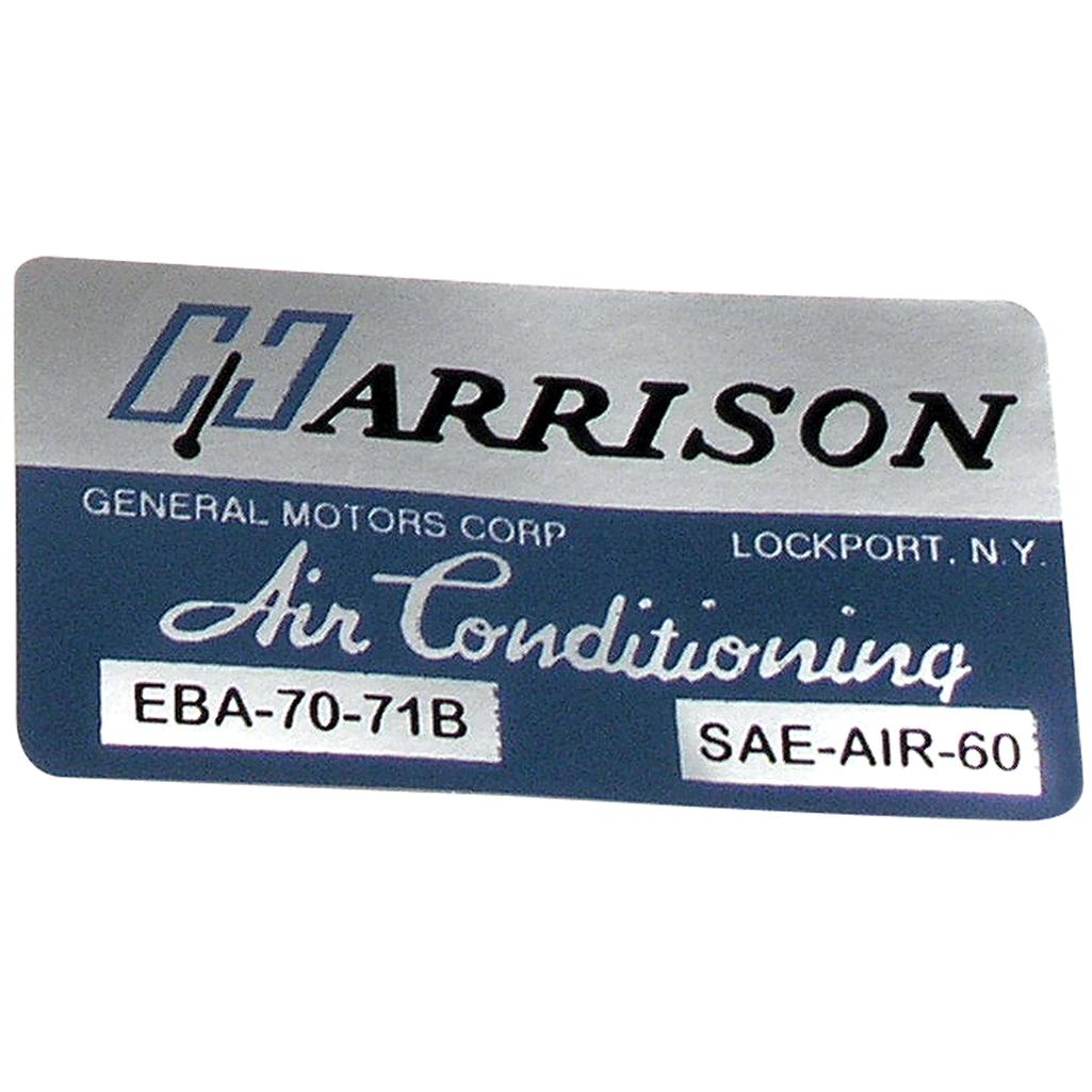 C3 1971 Corvette Decal, Air Conditioner Foil Plate