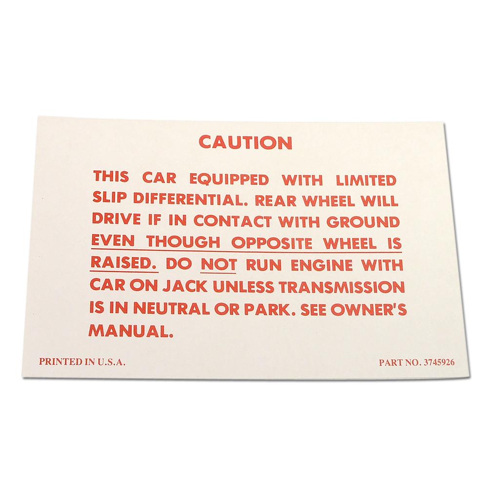 C1 1957-1958 Corvette Decal, Positraction