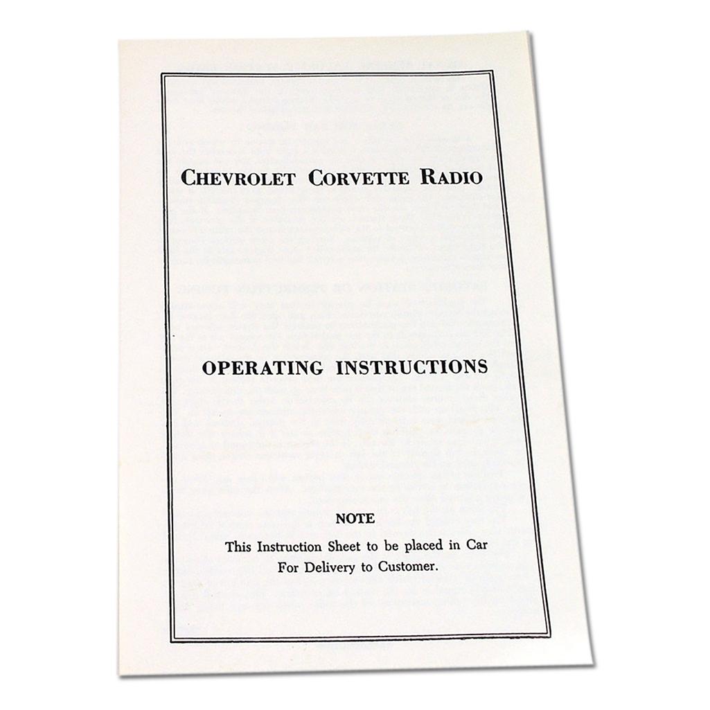 C1 1953-1957 Corvette Card, Radio Instruction