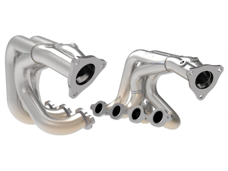 aFe Twisted 304 Stainless Steel Header for Chevrolet Corvette C8 6.2L V8 - Brushed Finish