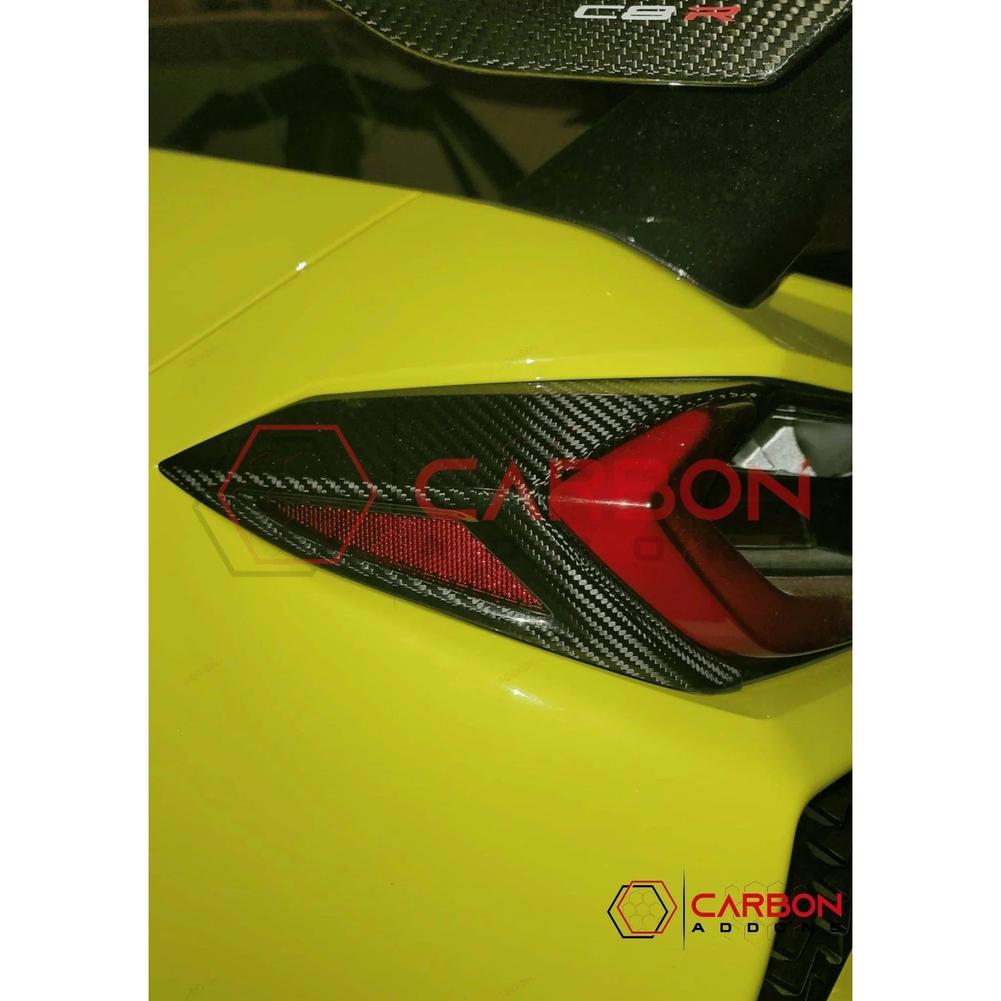 C8 Corvette Rear Taillight Side Lamp Frame Cover – Real Dry Carbon Fiber (2020–2025 Stingray, Z51, Z06, HTC & Coupe)