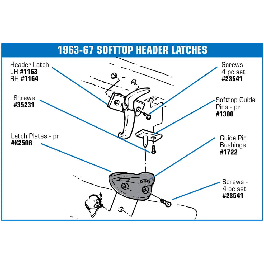 C2 1963-1967 Corvette Hardtop/Softtop Latch - LH Header