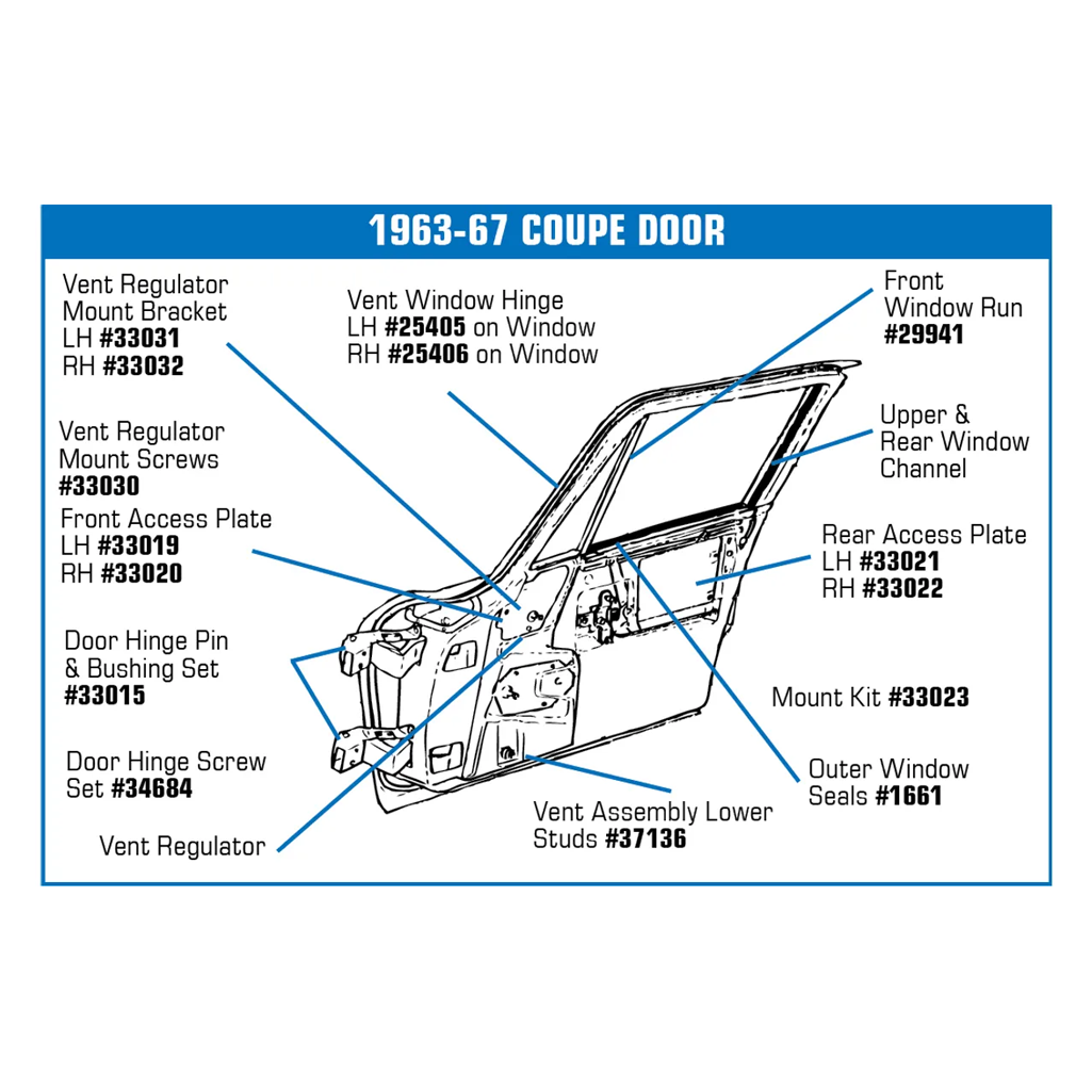 C2 1963-1967 Corvette Window Seals - Outer Coupe - Made in USA