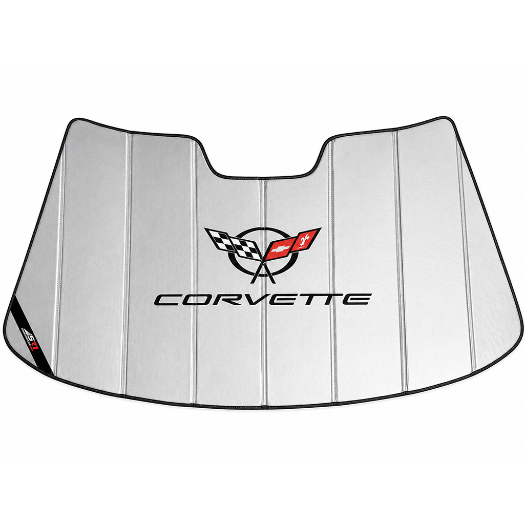Corvette Insulated Foldable Accordion Style Silver Sunshade W/ Logo : 1997-2004 C5, Z06