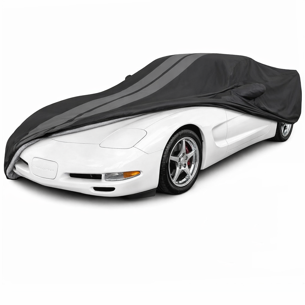 Corvette Ultraguard Plus Car Cover - Indoor/Outdoor Protection - Black W/ Gray Stripes : 1997-2004 C5, Z06