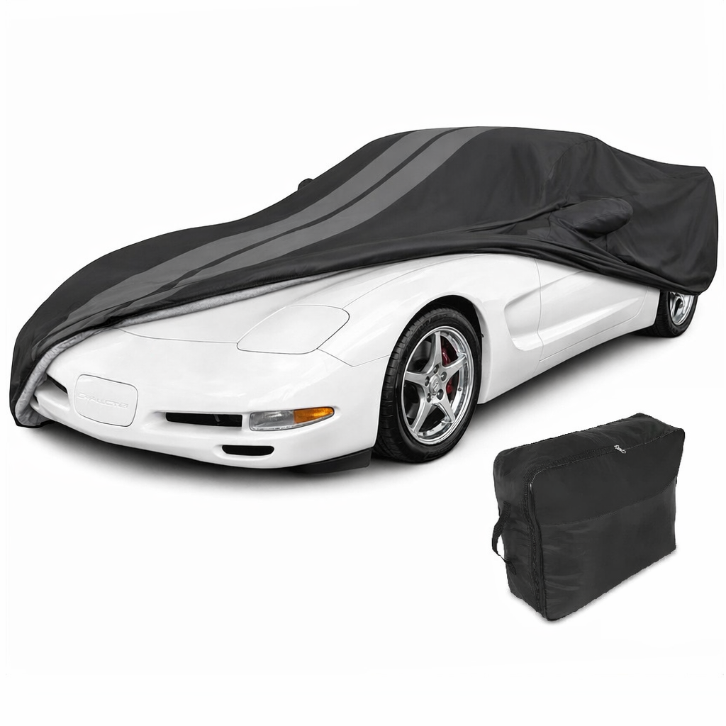 Corvette Ultraguard Plus Car Cover - Indoor/Outdoor Protection - Black W/ Gray Stripes : 1997-2004 C5, Z06