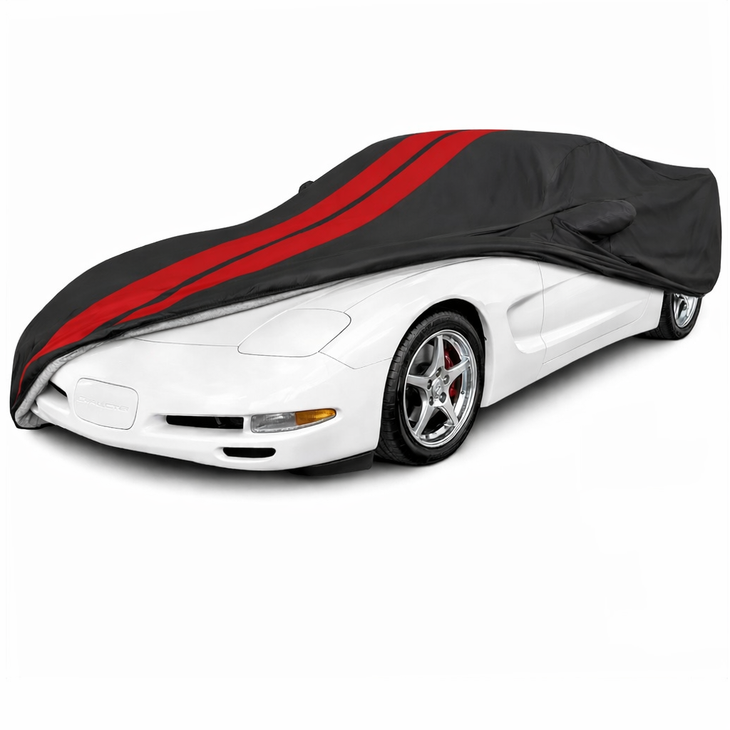 Corvette Ultraguard Plus Car Cover - Indoor/Outdoor Protection - Black W/ Red Stripes : 1997-2004 C5, Z06