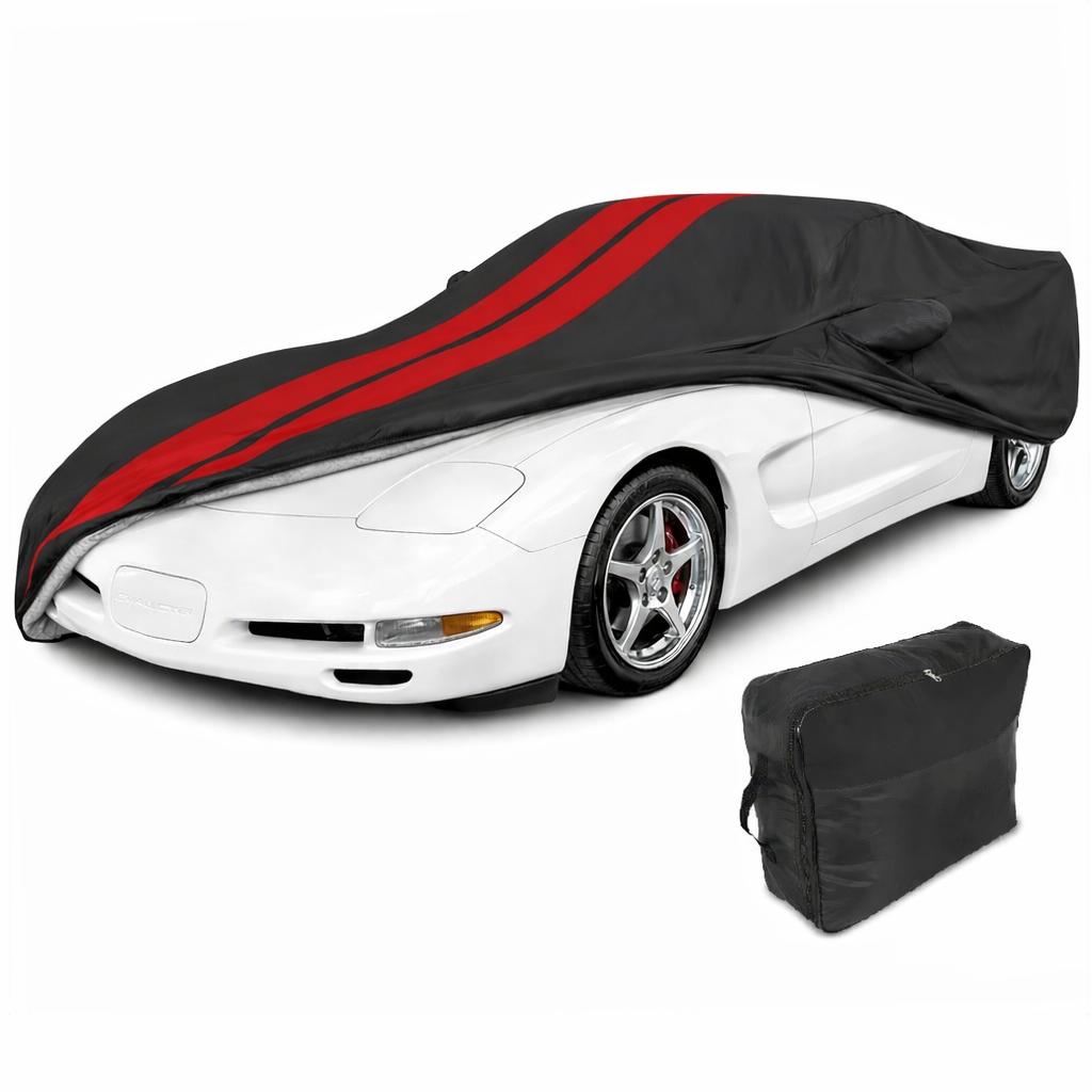 Corvette Ultraguard Plus Car Cover - Indoor/Outdoor Protection - Black W/ Red Stripes : 1997-2004 C5, Z06