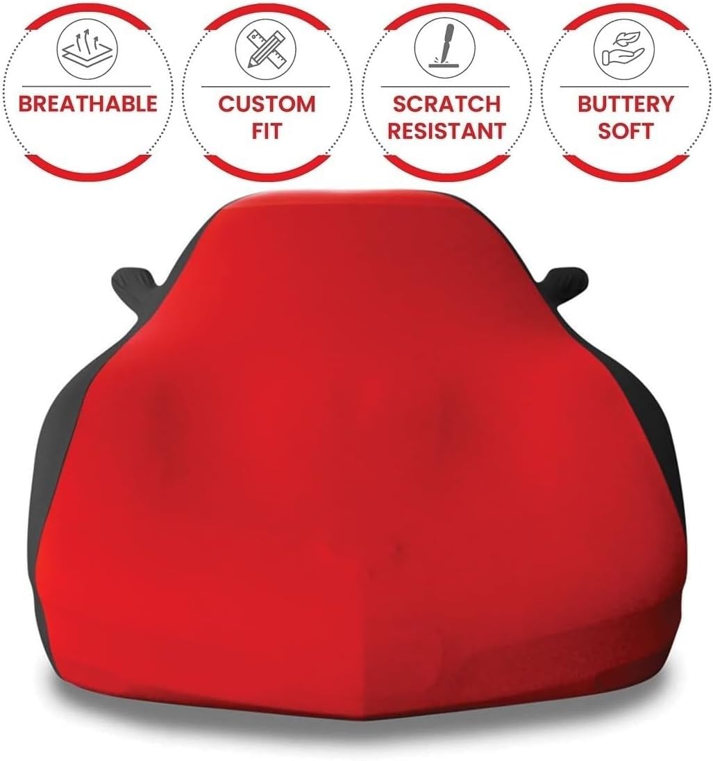 Corvette Ultraguard Stretch Satin Sport Car Cover - Red/Black - Indoor : 1984-1996 C4