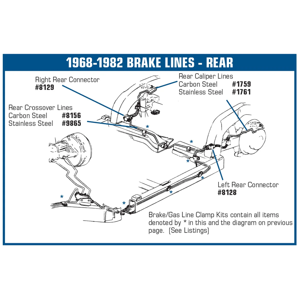 C2 C3 1965-1982 Corvette Brake Lines - Rear Calipers