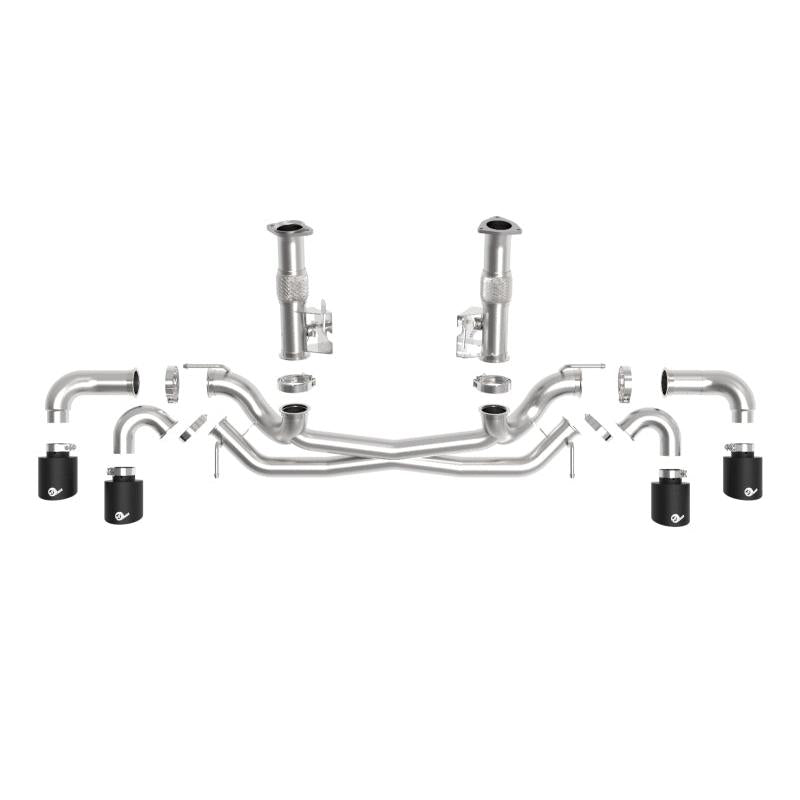 aFe MACH Force-Xp 3in to 2-1/2in 304SS Cat-Back (No Muff.) 2020 Chevy Corvette (C8) 6.2L - Black Tip